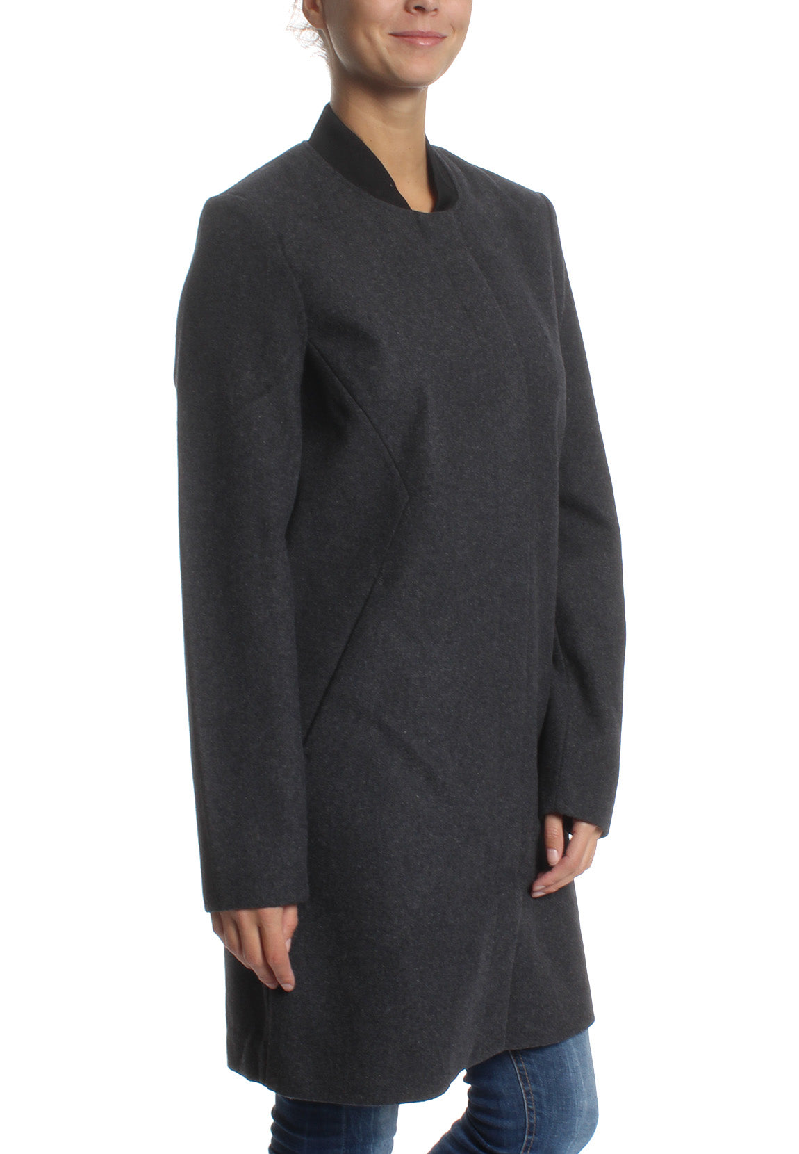 Superdry Mantel Damen LONGLINE WOOL BOMBER Dark Grey Melange